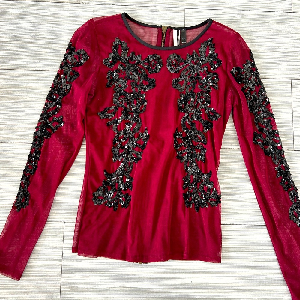 Topshop mesh sequin top like new